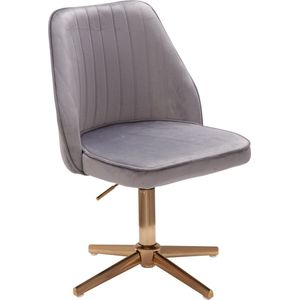 Rootz draaibare bureaustoel met rugleuning - in hoogte verstelbare kuipstoel - draaibare thuisbureaustoel - grijs fluwelen ontwerp - capaciteit 120 kg