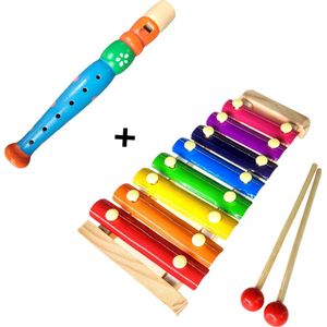 Muziekinstrumenten voor kinderen - Xylofoon + Blokfluit – Houten speelgoed instrument - Muziek maken
