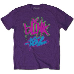 Blink182 - Neon Logo Heren T-shirt - XL - Paars