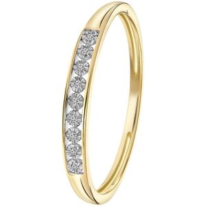 Lucardi Dames Ring met diamant 0,02ct - Ring - Cadeau - 18 Karaat Goud - Geelgoud