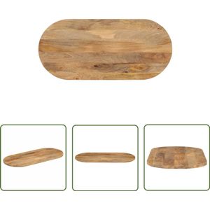The Living Store Tafelblad ovaal 120x50x2,5 cm massief mangohout - Mangohouten Tafelblad - Vintage Tafelblad - Rustiek Tafelblad - Oval Tafelblad - Tafelblad Vervangen