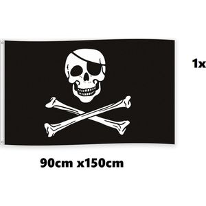 Vlag Piraat 90cm x 150cm - Landen festival thema feest fun verjaardag piraten