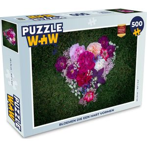 Puzzel Bloemen - Hart - Gras - Flora - Legpuzzel - Puzzel 500 stukjes