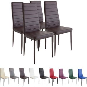 MILANO Eetkamerstoelen in Set van 4, Bruin - Gestoffeerde stoel met kunstleer bekleding - Modern stijlvol design aan de eettafel - Keukenstoel of eetkamerstoel met hoog draagvermogen tot 110kg