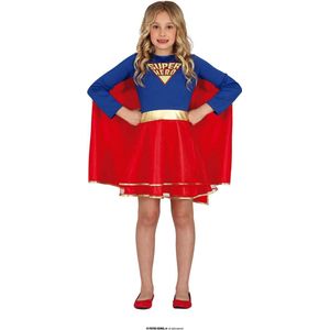 Guirca - Superwoman & Supergirl Kostuum - Born To Be A Superhero - Meisje - Blauw, Rood - 3 - 4 jaar - Carnavalskleding - Verkleedkleding