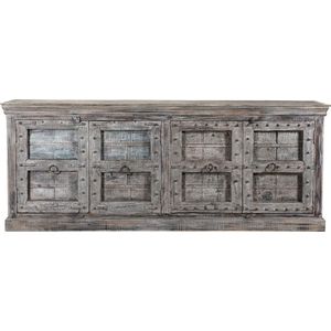 MOFASA | Aziatisch vintage dressoir | 257CM | Mix Blauw/Groen | Teak