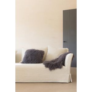 LIGNE PURE Lush – plaid – wol – eco – handmade - modern �– luxueus - Donkergrijs - 60x120