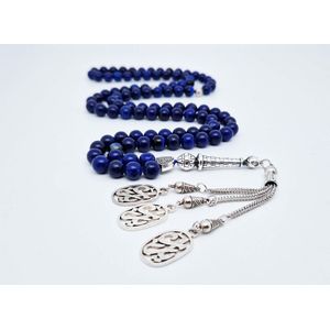 Handgemaakte tesbih ""Tasbih"" natuursteen "" Azuur"" - Aantal kralen 99 - Diameter kralen 8MM - met metaal tassel ""Yarab"" - Een mooi cadeau-idee