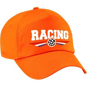 Racing coureur supporter pet met Nederlandse vlag oranje voor kinderen - race thema / race supporter baseball cap