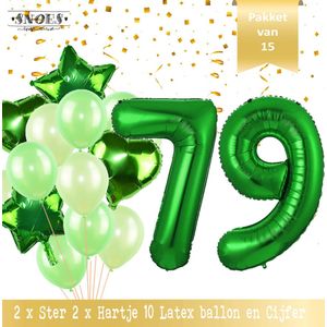 Cijfer Ballon 79 Jaar Groen Forrest Green Boeket * Hoera 79 Jaar Verjaardag Decoratie Set van 15 Ballonnen * 80 cm Verjaardag Nummer Ballon * Snoes * Verjaardag Versiering * Kinderfeestje * Forrest Green* Nummer Ballon 79 * Groen