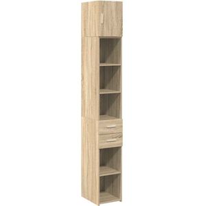 vidaXL Opbergkast - Smal - 30x42,5x225 cm - Sonoma Eiken Opslagkast - Houten Kast - Opbergmeubels - Salontafel - Bureau