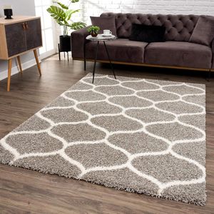 tapijt - hoogpolige tapijten voor woonkamer, slaapkamer, keuken - Morocco grijs, maat: 100x200 cm