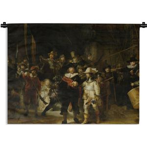 Wandkleed - Wanddoek - De Nachtwacht - Kunst - Oude meesters - Rembrandt - 90x67.5 cm - Wandtapijt