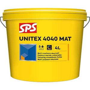 SPS Unitex 4040 Mat | 4 L | Wit | Matte Muurverf | Uitstekend Dekkend | Binnen En Buiten | Schrobvast | Klusverf