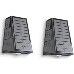 Calex Matera Solar Wandlamp - 2 Stuks - Up & Down Tuinverlichting - Zonne-energie - Warm Wit Licht - Zwart