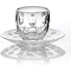 Luxe espresso kop en schotel VALENTINO - Likeur borrelglas met schotel - Glas / Acryl - Transparant - Set van 2