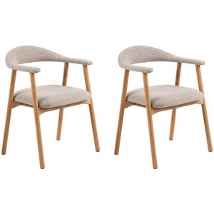 Bouclé Eetkamerstoel Luna Beige - 2 Stuks