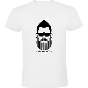 Beardcode Heren T-shirt | baard | streepjescode | barcode | code | Wit