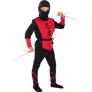 FUNIDELIA Rode Ninja Kostuum voor jongens - Maat: 135 - 152 cm - Rood