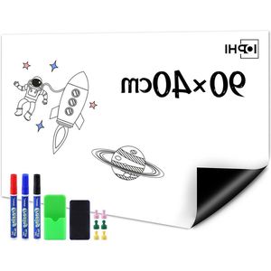90x40 cm magnetische whiteboardfolie - sterk uitwisbaar - inclusief markers en spons - ideaal voor kantoor en koelkast magneetbord 60x90