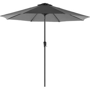 Hoppa! parasol, Ø 270 cm, marktparasol, UV-bescherming tot UPF 50+, tuinparasol, terrasparasol, zonwering, inklapbaar, met zwengel, zonder statief, voor tuin, balkon en terras, grijs