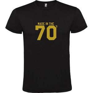 Zwart T shirt met print van "" Made in the 70's / gemaakt in de jaren 70 "" print Goud size L