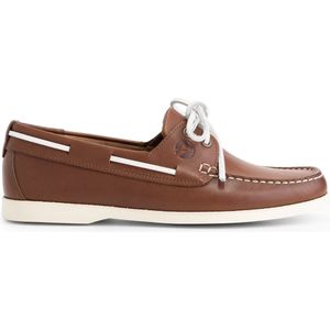 Travelin' Exmouth Dames - Leren Moccasins met veter - Bootschoenen - Instappers - Cognac Bruin Leer - Maat 36