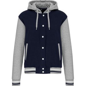 Kariban College jacket met capuchon unisex K4003 - Navy / Oxford Grey / White - XL