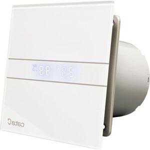 Badkamer Ventilator Glazen front Met timer en vochtigheidsdetector 15 cm breed Energieklasse B Stille afzuigkap - E-100 GTH - Afzuigventilator voor badkamer