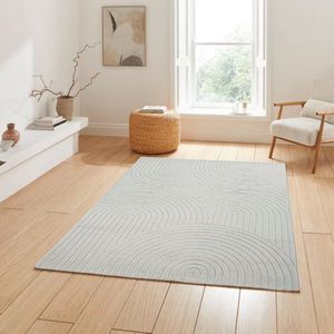 Flycarpets Laagpolig Delia Japandi Halve Cirkels - Vloerkleed - grijs - 200x280 cm