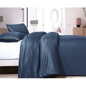 Zensation - Eenpersoons Dekbedovertrek Satin Point - Navy 140x200 cm - Microvezel - Dekbedovertrek met kussensloop