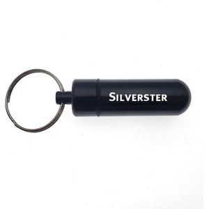 Sleutelhanger - Pillenkoker - Met Naam - Silvester - Medicatie - Identiteitskoker - Zwart