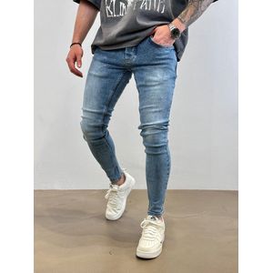 Mannen Stretchy Ripped Skinny Biker Borduurwerk Cartoon Print Jeans Vernietigd Hole Slim Fit Denim Hoge Kwaliteit Jeans - W33