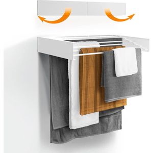 Nouk Droogrek - Wandmontage - Intrekbaar - Inklapbaar - Voor Binnen of Buiten - Wit 100 cm