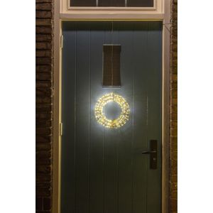 Christmas United - Lichtkrans voor binnen en buiten - Gouden frame en snoer - 400 LEDs - 30 cm diameter - Warm witte LED lampjes