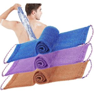 stuks douchesponzen met steel, Afrikaans peeling-net, badspons, incrèmehulp voor rug, zacht, duurzaam nylon pakken voor dagelijks baden voor mannen en vrouwen (paars, blauw, koffie)