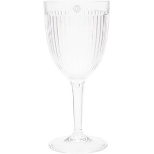 Riviera Maison Wijnglas plastic transparant glas op voet met ribbel - Capri niet breekbaar glas voor buiten