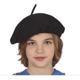 Fiestas Guirca Carnaval verkleed hoed/baret in Franse stijl - zwart - kinderen - Frankrijk thema