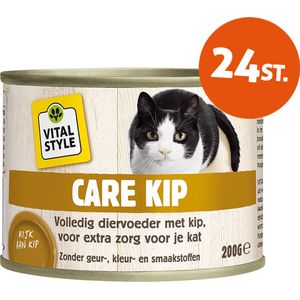 VITALstyle Care Met Kip - Natvoer - Gevarieerde Voeding Voor Een Levenslustige Kat - Met o.a. Catnip & Peterselie - 200 G - 24 stuks