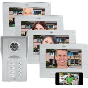 ELRO DV4000IP4 Wifi IP Video Deur Intercom – 4 appartementen - 1080P Full HD Camera met nachtzicht – 4-draads kabel – 16 Beltonen