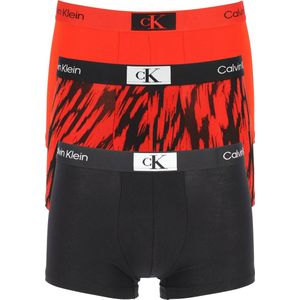 Calvin Klein heren boxers normale lengte (3-pack) - tijgerstreep - zwart - rood - Maat: XL