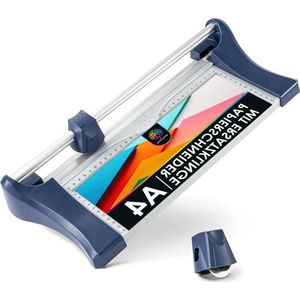Papiersnijder incl. 1 reservemes - handmatig snijapparaat voor papier DIN A4-8 vellen snijmachine papier van metaal - antislip toepassing dankzij vastzetlipje paper cutter