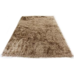 Hoogpolig Glanzend Vloerkleed Beige-120 x 170 cm