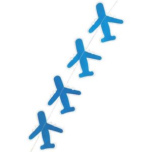 Luna-Leena duurzame slinger met blauwe vliegtuigen van Eco Friendly papier - L 1,82 cm - hand gemaakt in Nepal - feest - voertuigen - airplane garland - geboorte - babyshower - kado - cadaeau - verjaardag - klm blauw