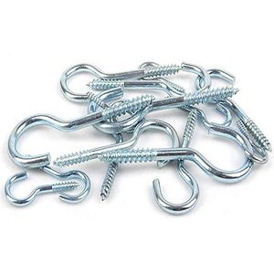 Roestvrij RVS Schroefhaken met Haakbouten en Cup-Haken - Set van 100 stuks, 25mm - Anker-Haakbout - Opening Hook