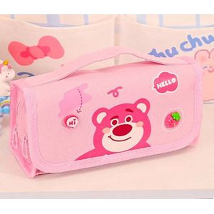 Pennenzak - Potlooddoos - Schooletui - Etui - Schrijfwaren - Schoolspullen - Voor Pennen Potloden - Cadeau - Student - Meisjes - Pencil Case - Stationery - School Supplies - For Pens Pencils - Gift - Girls - Roze Beer -Pink Bear