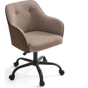 Rootz Draaistoel - Loungestoel - Fauteuil - Stalen frame - Schuimvulling - Katoen-linnenmix - PU-wielen - 69cm x 65cm x (83-93)cm - Bruin