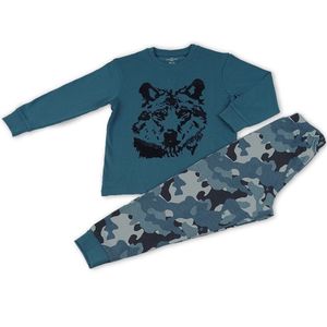 Frogs and Dogs - Pyjama Wolf - Blauw - Maat 104 - Jongens