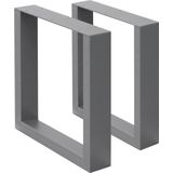 2x tafelpoten Bankrunners van vierkante profielen 30x43 cm Grijs staal met poedercoating
