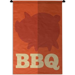Wandkleed Barbecue - Barbecue illustratie met een varken Wandkleed katoen 120x180 cm - Wandtapijt met foto XXL / Groot formaat!